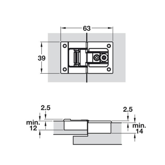 TIOMOS Flap клапваща панта 90° к-т с капачка (покрит кант, за дебелини от 22 до 30)