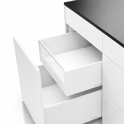 Vionaro V8 Front Crystal вътрешно чекмедже H200, 400 mm, 3D реглаж, плавно прибиране, 40 kg, бяло (без чело и без стъкло)