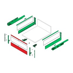 Vionaro V8 Crystal вътрешно чекмедже H200, 500 mm, 3D реглаж, плавно прибиране, 40 kg, бяло (без чело и без стъкло)