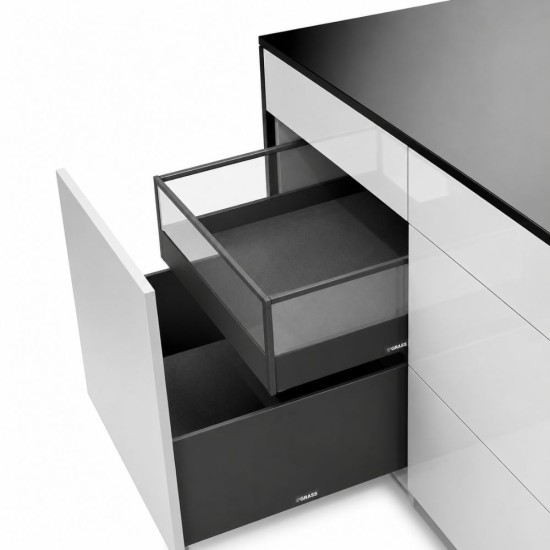 Vionaro V8 Crystal вътрешно чекмедже H200, 500 mm, 3D реглаж, плавно прибиране, 40 kg, циркон (без чело и без стъкло)