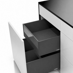 Vionaro V8 Front Crystal вътрешно чекмедже H200, 400 mm, 3D реглаж, плавно прибиране, 40 kg, циркон (без чело и без стъкло)