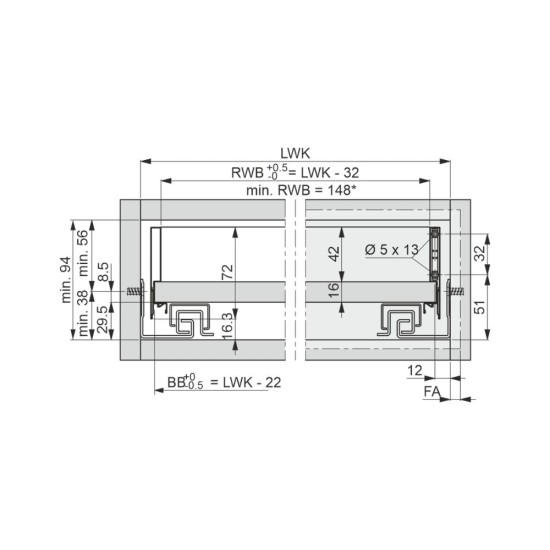 Vionaro V8 H72, 500 мм, 3D реглаж, плавно прибиране, 40 кг, циркон