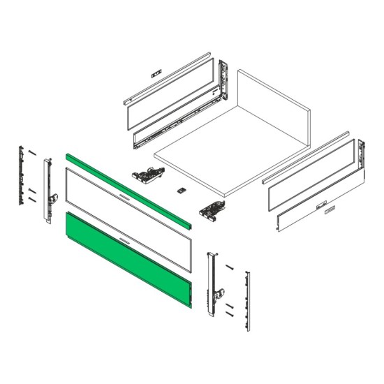 Vionaro V8 Crystal Чело за вътрешно чекмедже H200, 1200 mm, бяло (без стъкло)