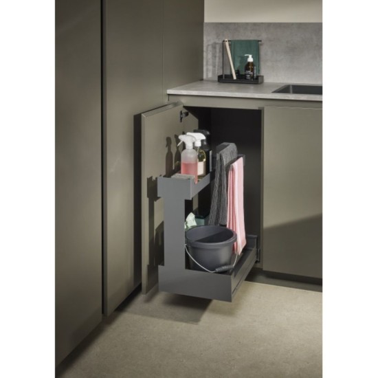 Изтегляща кошница с държач за кърпи Pinello Inside 300 Towel, за долен ред шкафове, модул 300 Десен, дизайн LIRO, комплект плъзгачи Grass Nova Pro 500, цвят антрацит