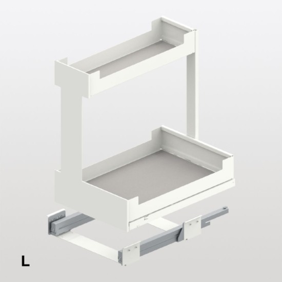 Изтегляща кошница Pinello Inside 300 Sink, за долен ред шкафове, модул 300 Ляв, дизайн LIRO, комплект плъзгачи Grass Nova Pro 500, цвят бял