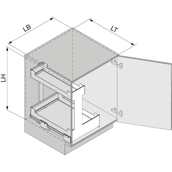 Изтегляща кошница Pinello Inside 300 Sink, за долен ред шкафове, модул 300 Ляв, дизайн LIRO, комплект плъзгачи Grass Nova Pro 500, цвят бял