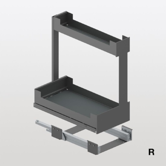 Изтегляща кошница Pinello Inside 300 Sink, за долен ред шкафове, модул 300 Десен, дизайн LIRO, комплект плъзгачи Grass Nova Pro 500, цвят антрацит
